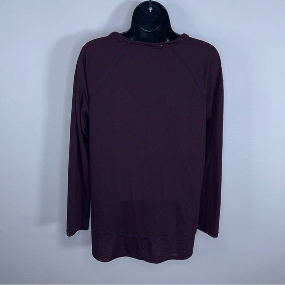 MEDIUM JOLT DARK PURPLE LONG SLEEVE TOP LACE EMBROIDERED NECKLINE - Picture 5 of 9